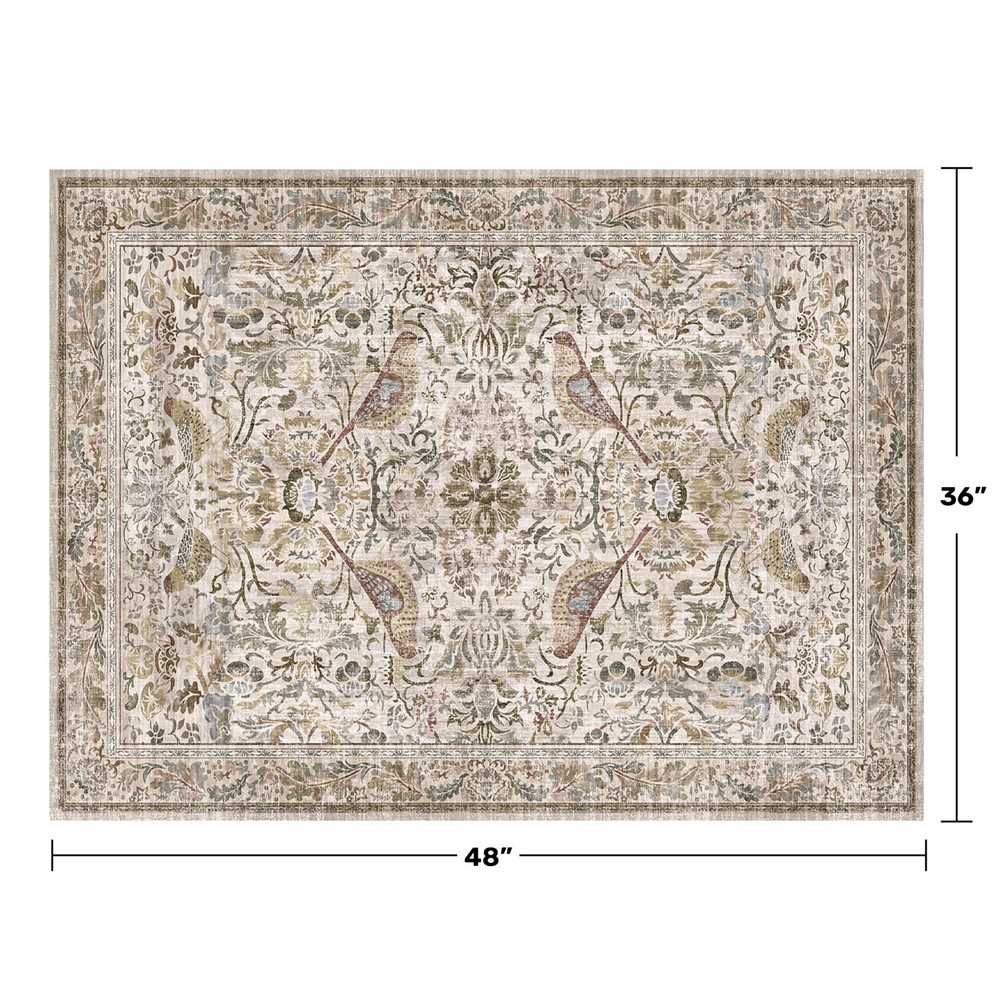 3x4 Large Entryway Rugs - Machine Washable 3' x 4' (Rectangular), Moss Green