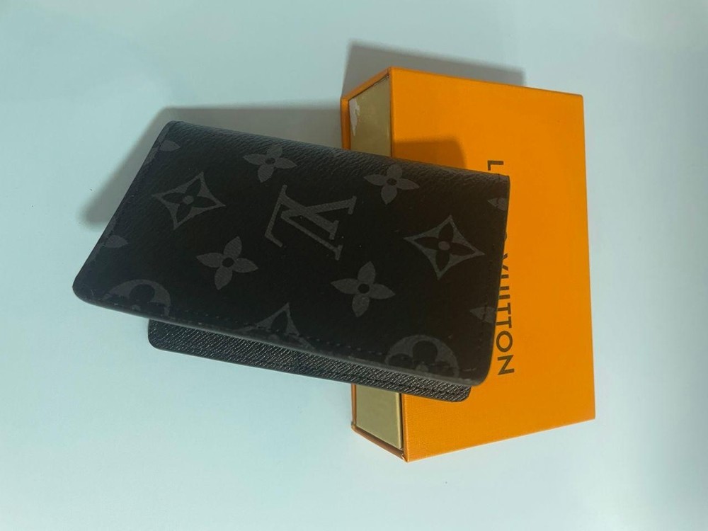 LV Louis Vuitton Pocket Organizer Monogram Eclipse Black