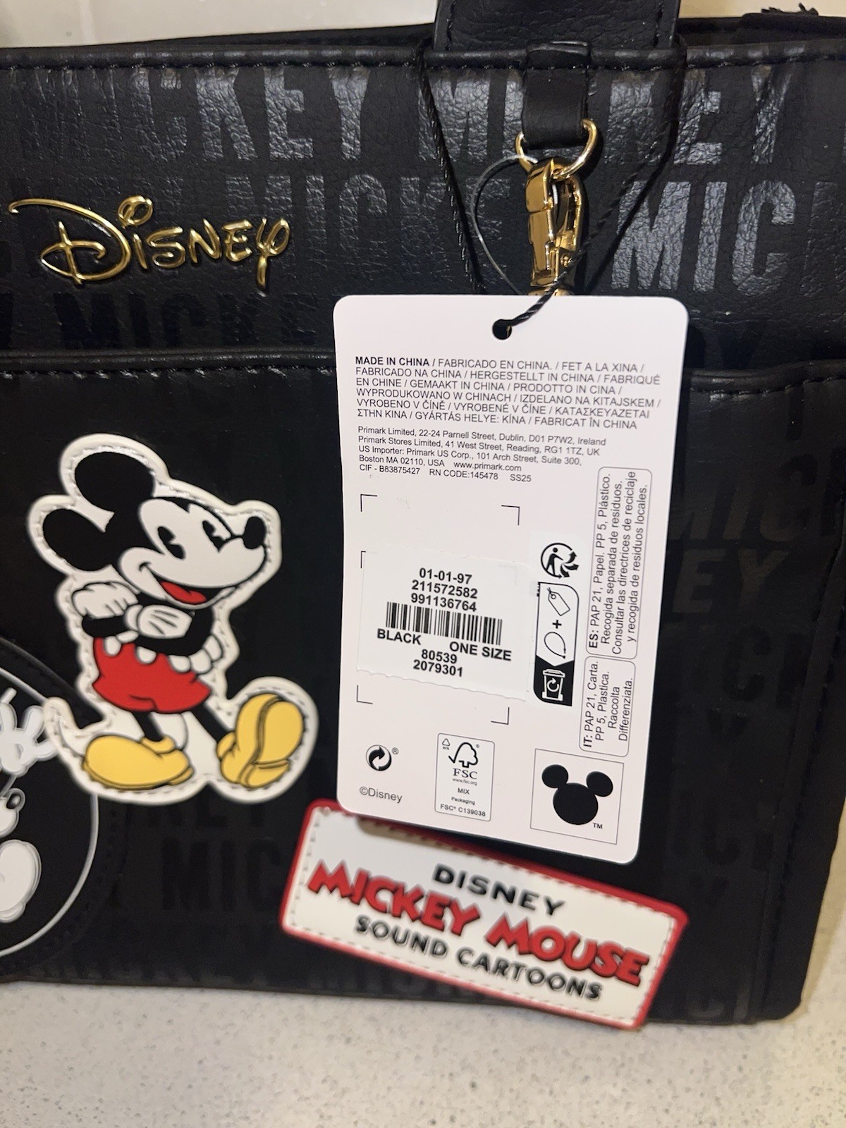 Disney Mickey Mouse Tote Bag Purse W/Crossbody Strap (NWT)