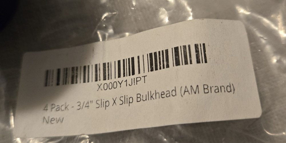 3/4-Inch Slip x Bulkhead Fitting- NEW