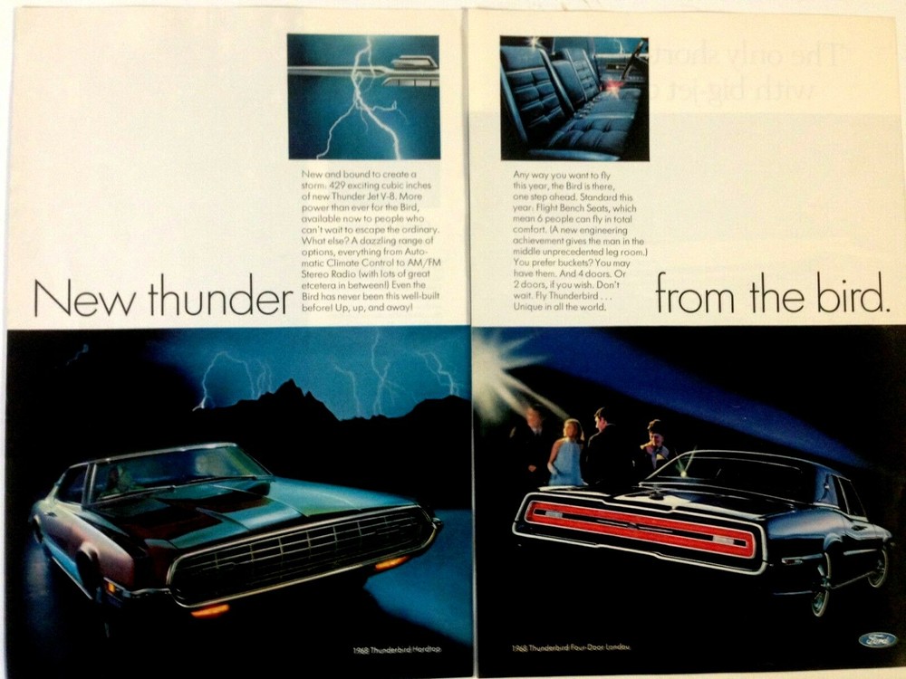 1968 Ford Thunderbird Print Ad New Thunder