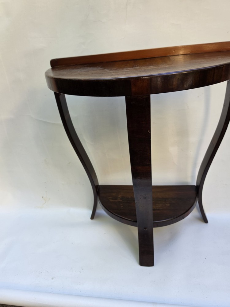 1930's Art Deco Walnut Inlayed Half Round Side Table by Blyth Maker