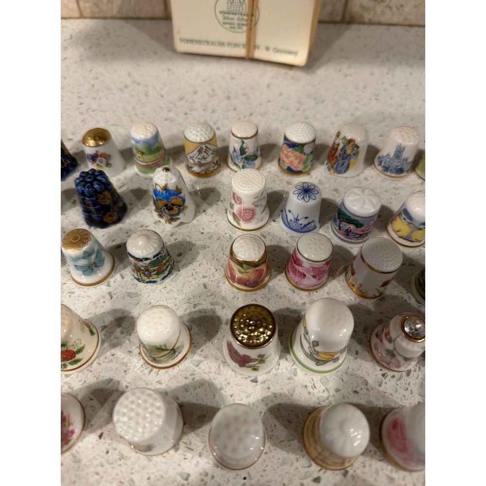 Sewing Thimble Hand Painted Porcelain bundle