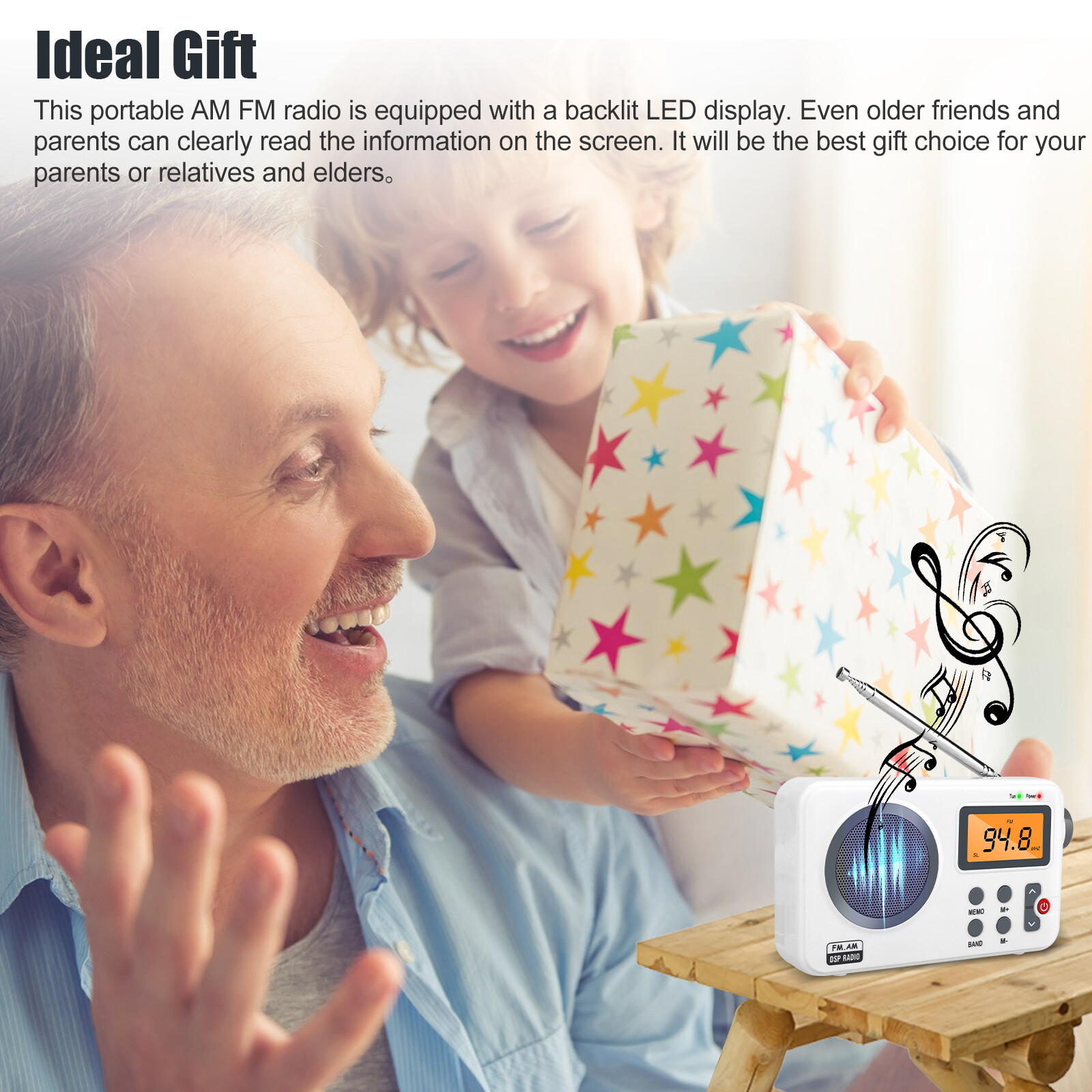 Rechargeable Portable FM/AM Radio Digital LCD Screen Clear Loud Speaker Player