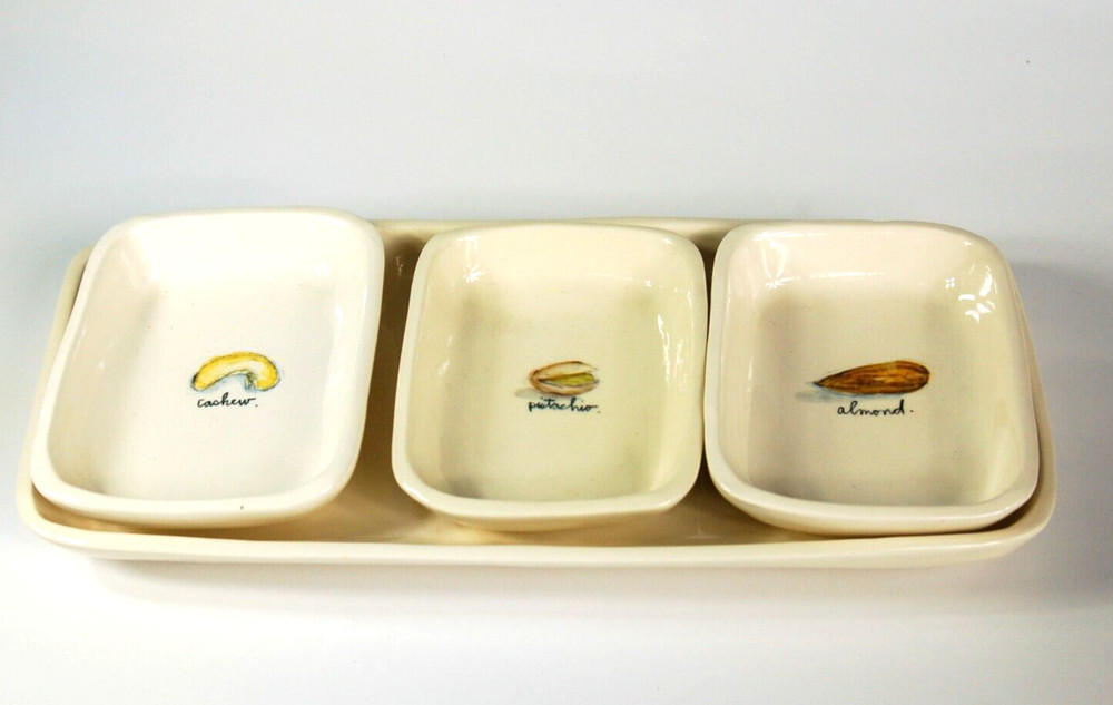 Rae Dunn by Magenta stoneware 13 inch rectangular serving tray set 4 pieces