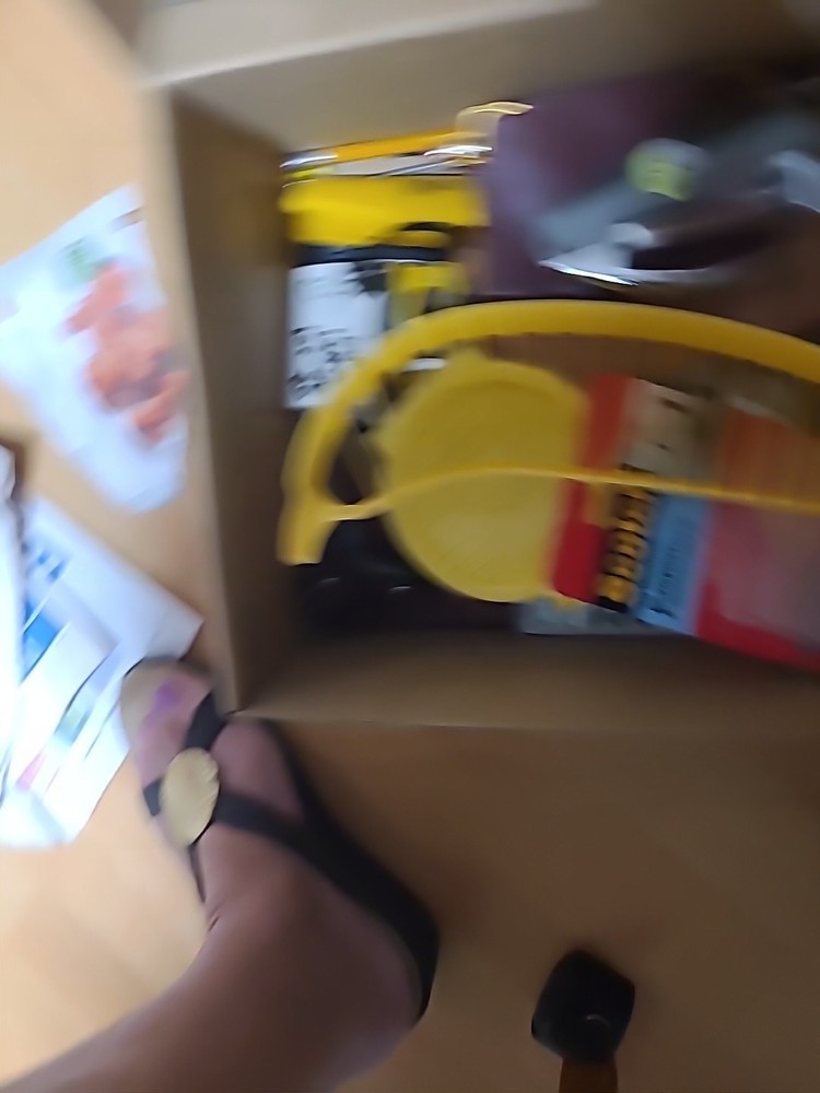 BOX OF HOUSEHOLD ITEMS: SCISSORS, STAPLER, ETC.