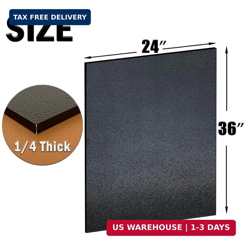 ABS Plastic Sheet 1/4 Inch Thick 24" x 36" (2-Pack)，Black Rigid Moldable Panel w