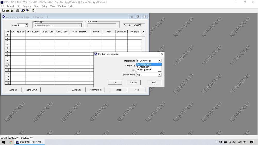 Kenwood KPG-101D v2.40 Programming Software for TK-2170, TK-3170, TK-3173
