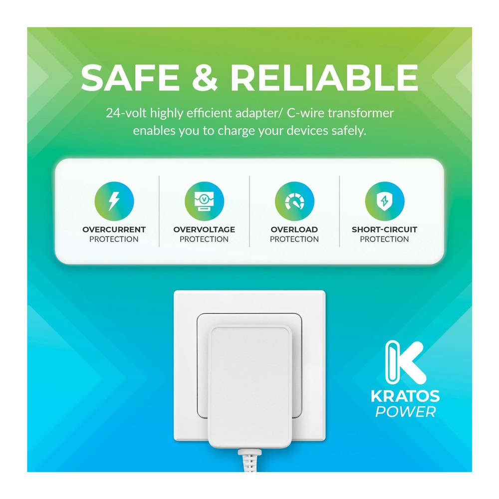 Kratos Power 24 Volt Transformer C-Wire Adapter (White)