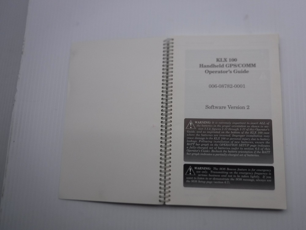 Allied Signal KLX 100 Operator's Guide Software Version 2