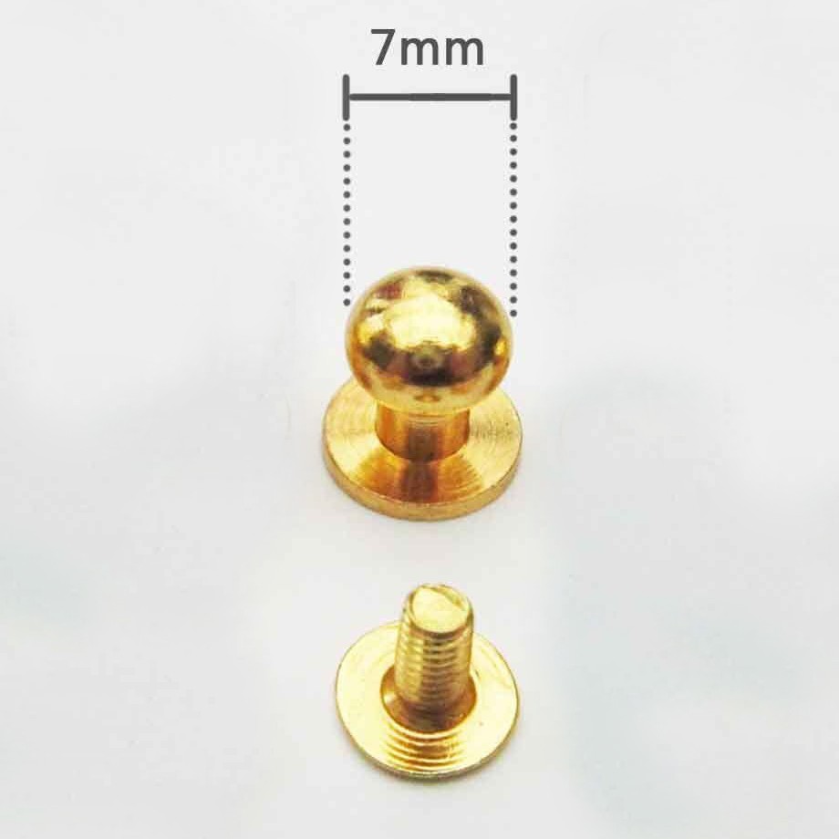 10pcs 7mm Solid Brass Round Head Stud Screwback Leather Bag Screw Nail Rivet