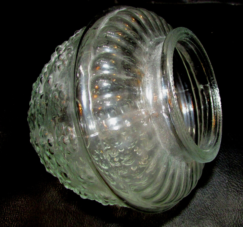 Vintage Daisy Button Embossed Beehive Clear Glass Light Fixture Diffuser Globe