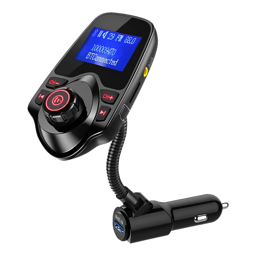 ONN Upgraded 2026 Bluetooth Car FM Transmitter, 1.44” LCD Display, Flexible G...
