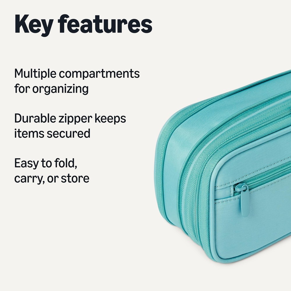 Large capacity pencil cases cyan mild