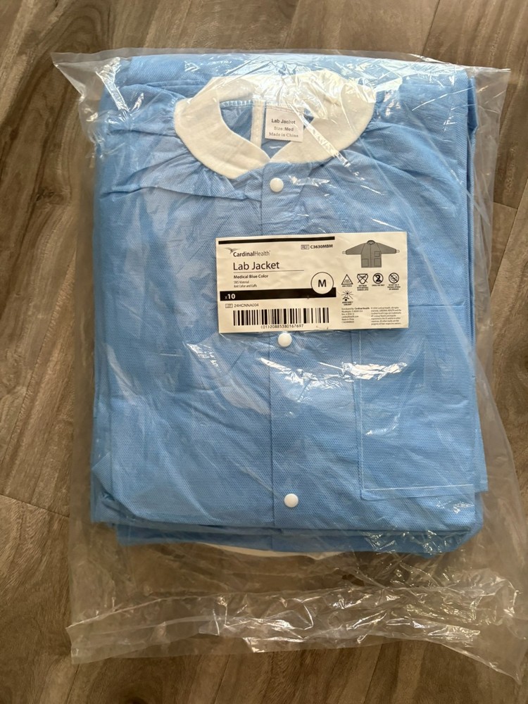 Disposable Lab Jackets, Medium - 10 Pack, Knit Collar and cuffs , Pockets