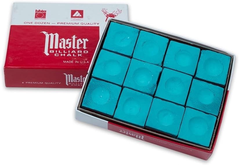 Master Billiard/Pool Cue Chalk - 12 Professional Grade Cubes in Protective Box