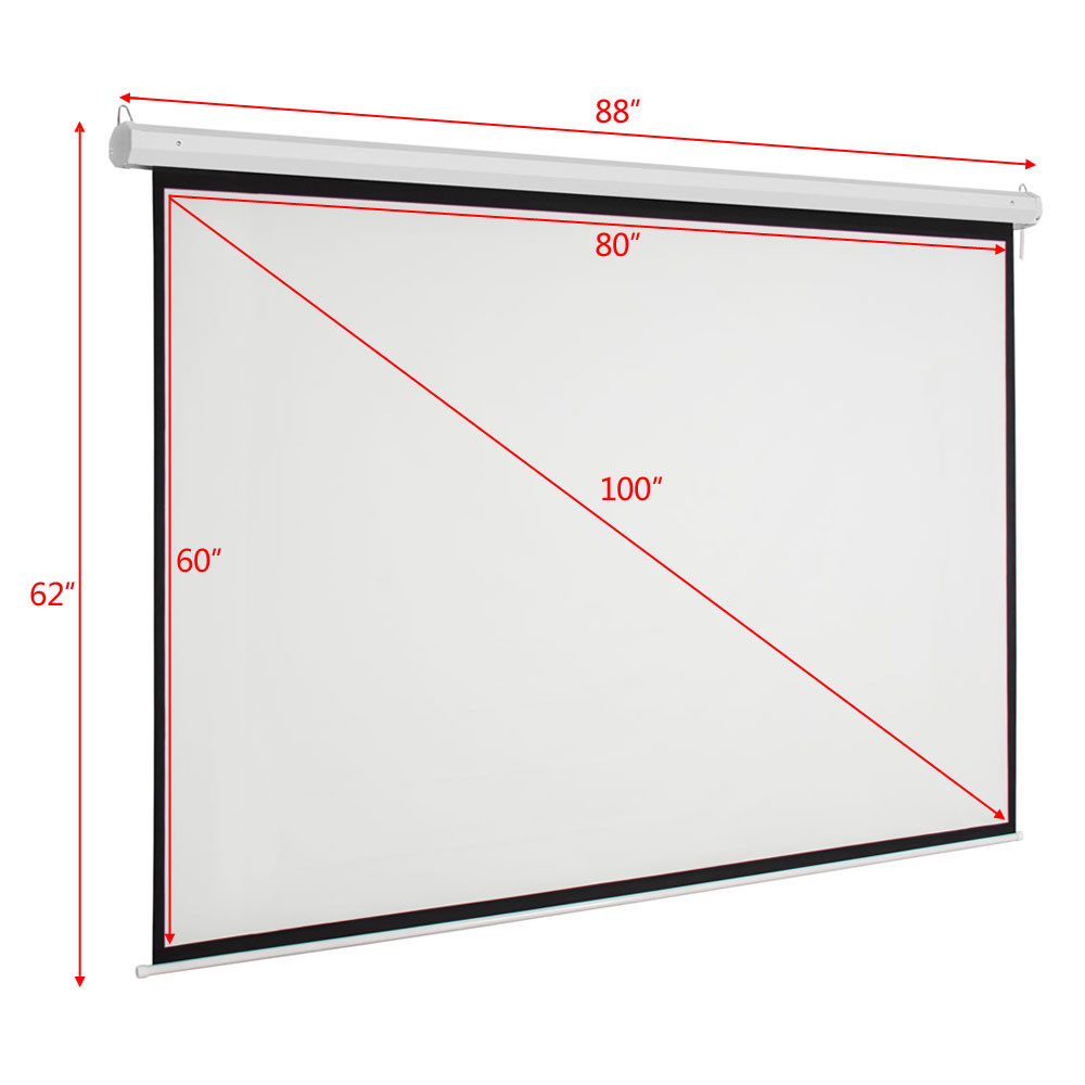 100" 4:3 80" x 60" Viewing Area Motorized Projector Screen with Remote Control