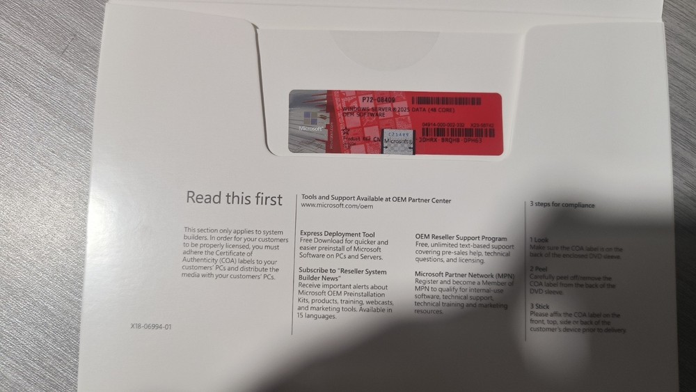 Microsoft Windows server 2025 Datacentre 64Bit 48 Core DVD&KEY New in Box