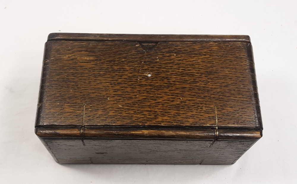 1889 Singer Sewing Machine Oak Folding Box with Some Attachments