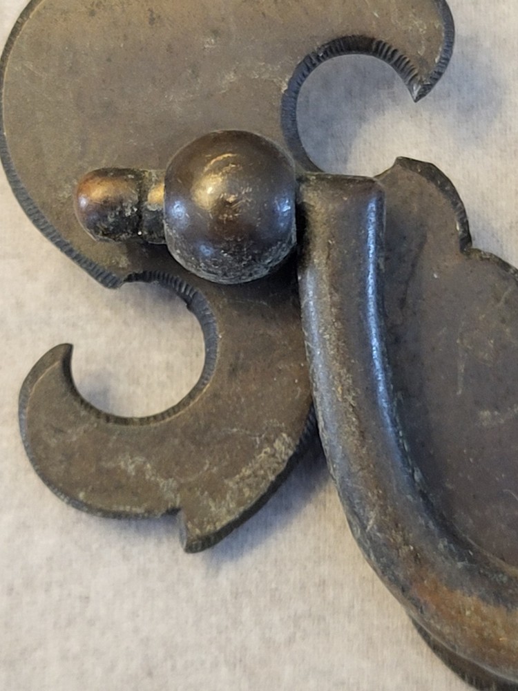 Flat Bat Drop Bail Pull Handle Solid Dark Aged Brass 2-1/2" Centers 10 Vintage