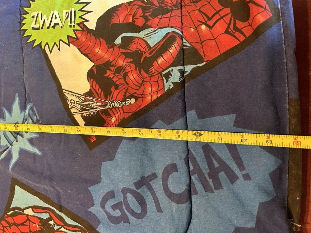 90's Marvel-Spiderman Comforter Bed Spread Animated Large 84"x84" READ