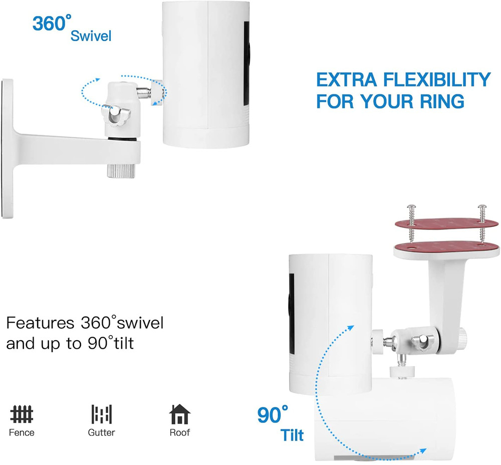 2Pack Adjustable Security Wall Mount Bracket for Ring Stick up Cam & Ring
