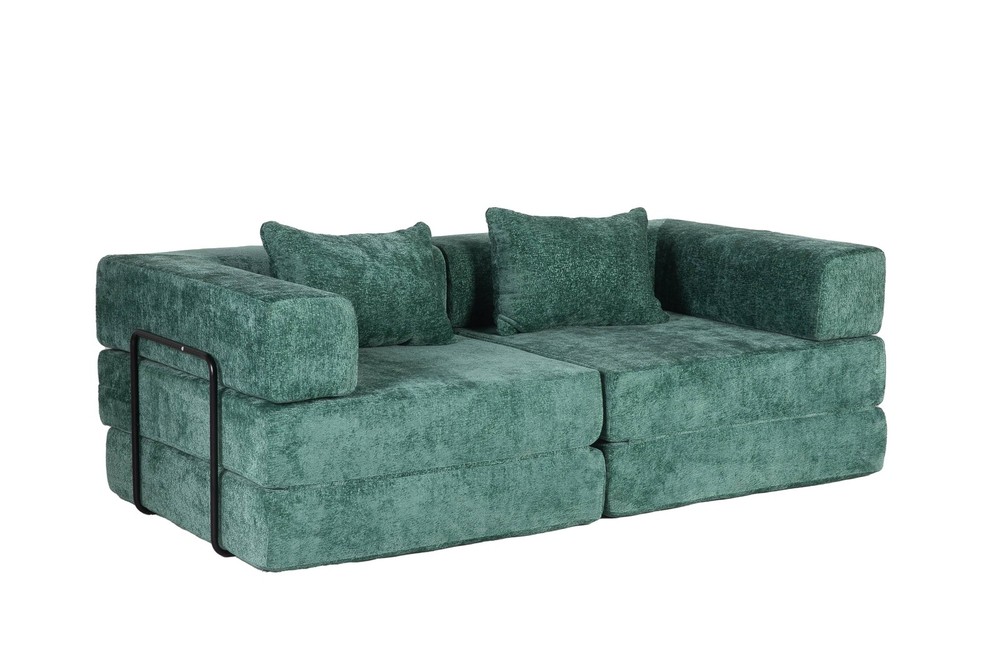 Convertible Fold Out Sleeper Sofa Bed, Floor Couch Loveseats w/Fixed-Shape Frame