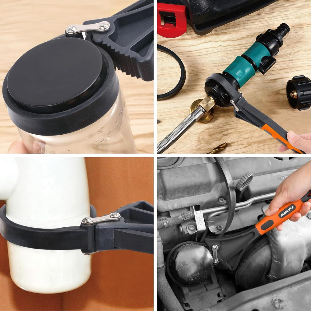 2-Piece Strap Set, Adjustable Rubber Oil Filter Max Diameter 4" A