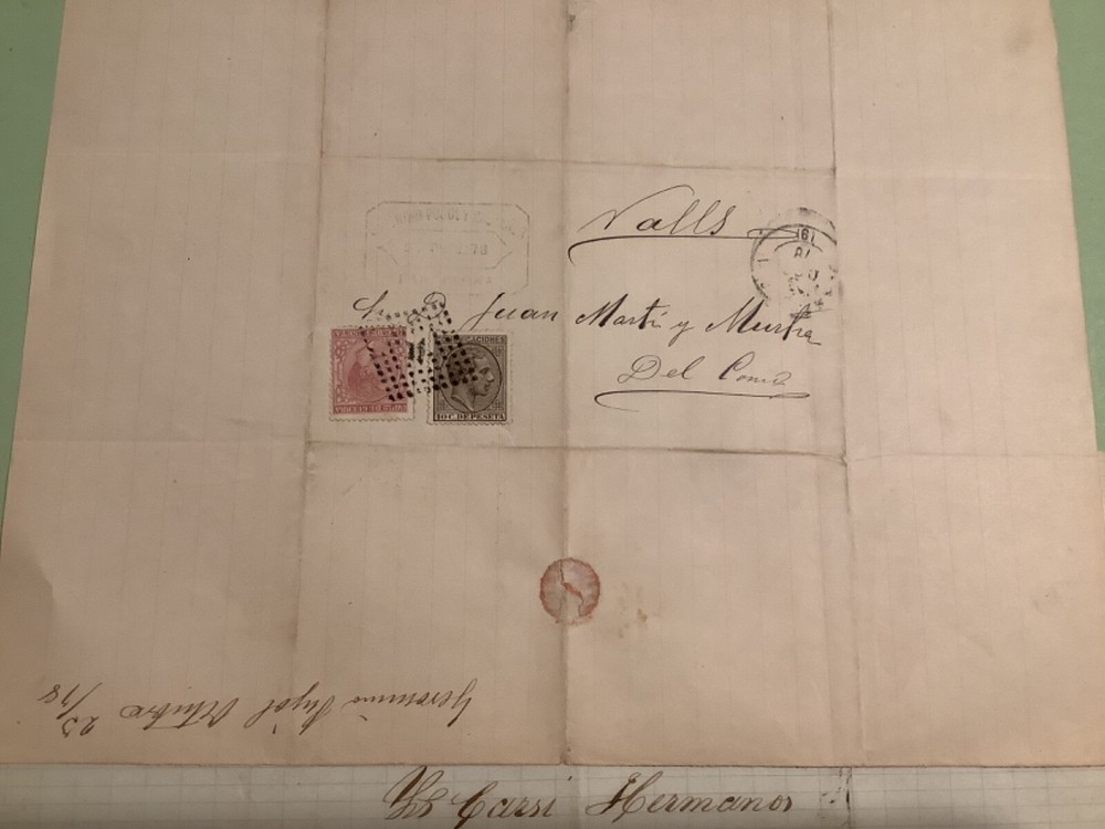 Spain 1879 postal cover 2 items Ref A1808