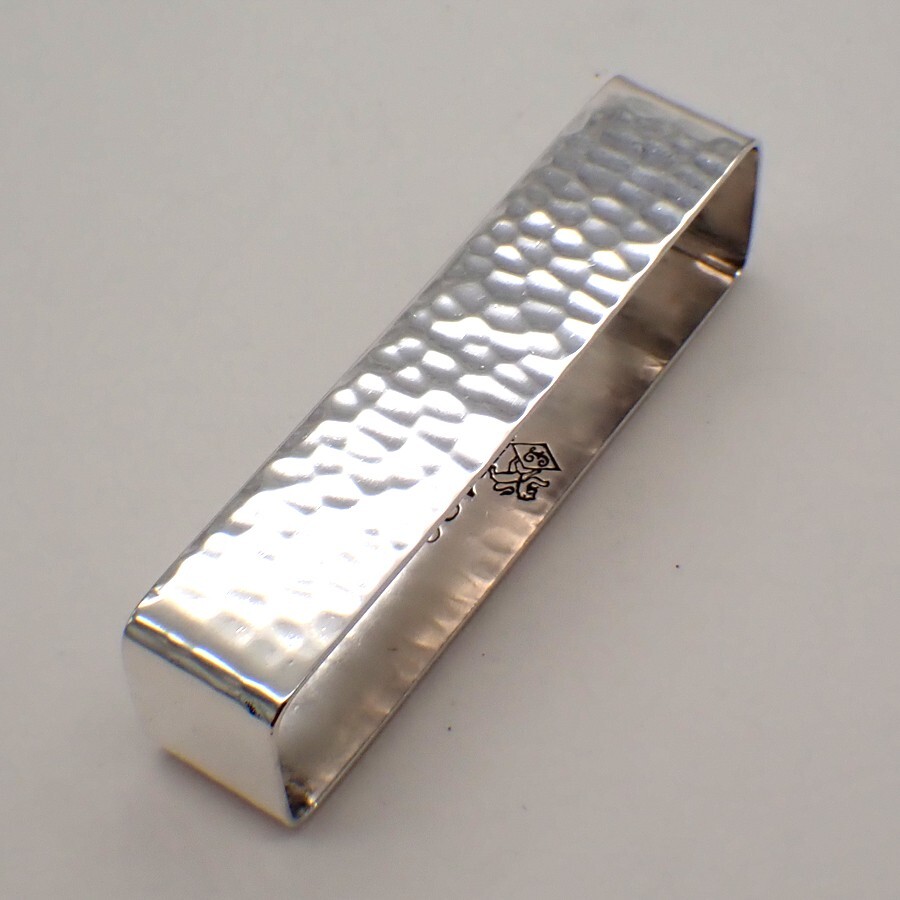 Hammered Rectangular Napkin Ring Lebolt Sterling Silver Applied Mono A