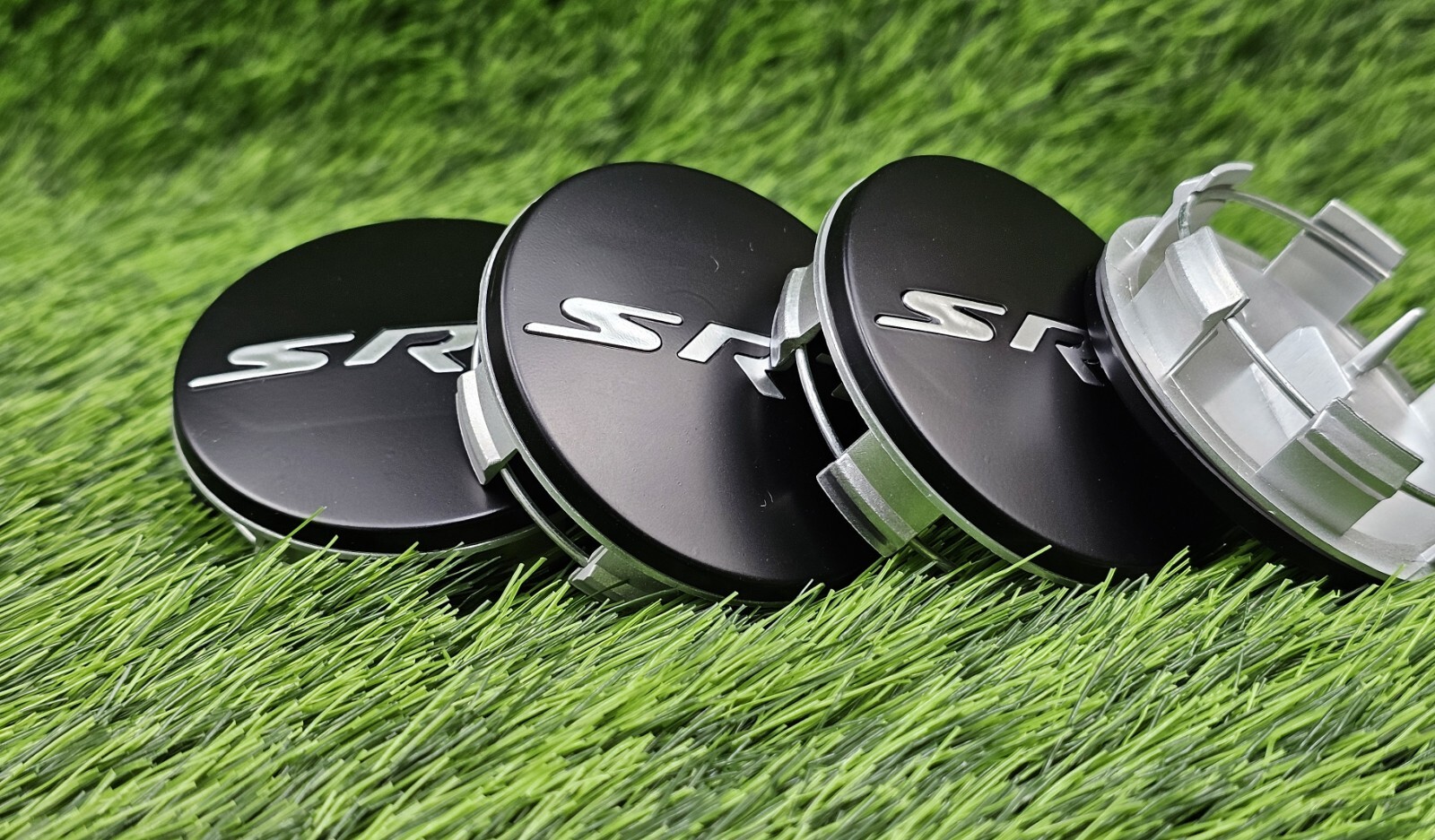 Set of 4 SRT Wheel Center Hub Caps 2015-23 Dodge Charger Challenger Black Silver