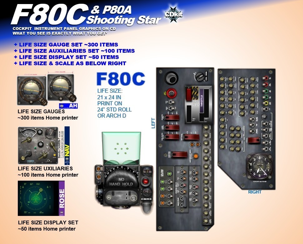 F80 SHOOTING STAR COCKPIT instrument panel CDkit