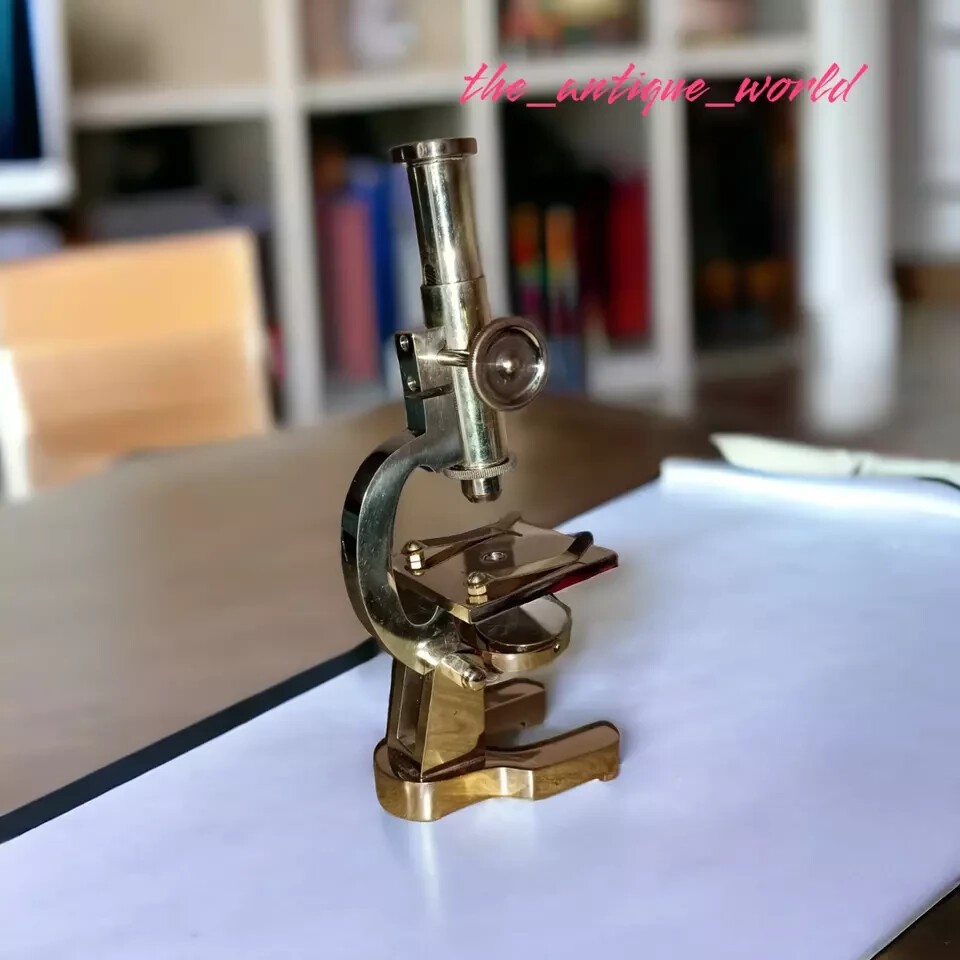 New Antique Brass Heavy Microscope 7 Inches Students Brass Microscope Gift