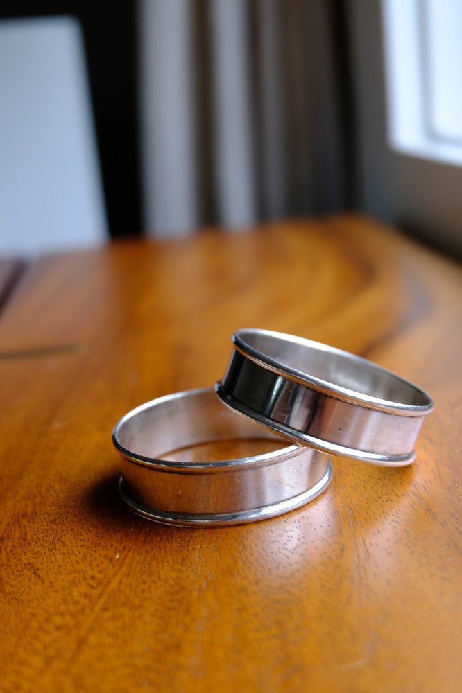 Gorham Sterling Silver Napkin Rings — Matched Pair. Pattern #6290. No monogram
