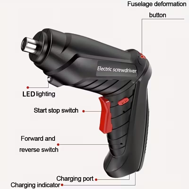 Versatile Cordless Screwdriver with 47-Piece Tool Set & Easy USB Charging