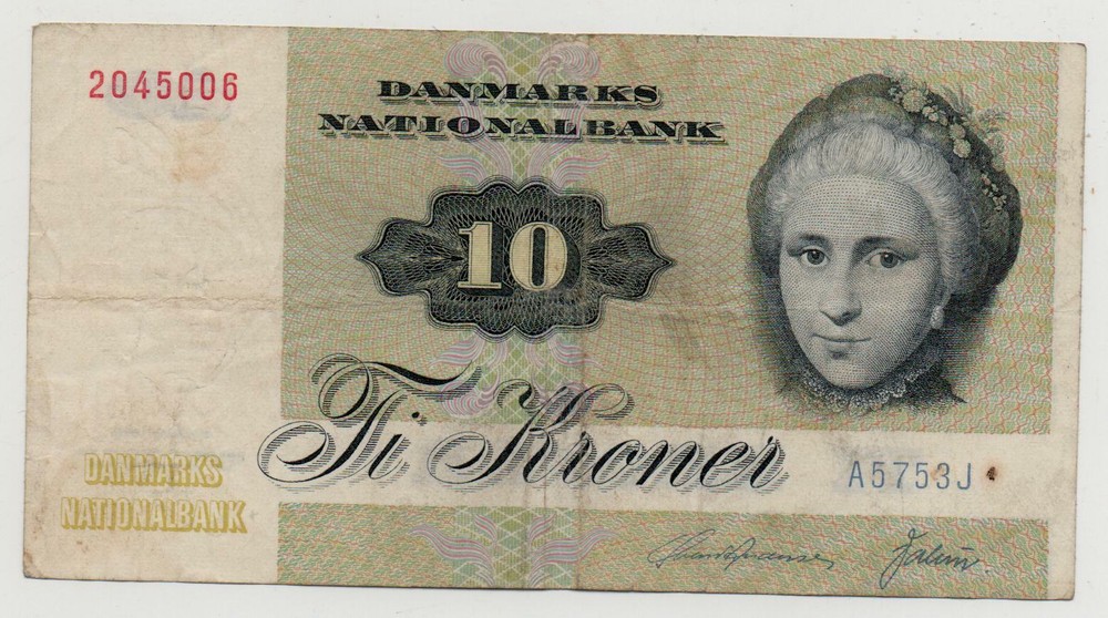 DENMARK 10 KRONER 1975 PICK 48 E LOOK SCANS