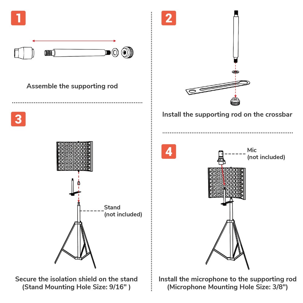 2 Fold Microphone Isolation Shield Video Studio Recording Absorber Foam Panel
