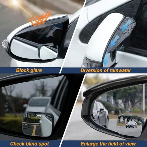 Blind Spot Mirrors, Side Rear View Mirror Rain Visor Guard, Split type - C