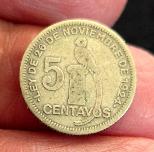 1928 Guatemala Silver 5 Centavos