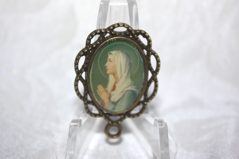 Custom Bronze Rosary Center Part/Color /Rosary Making/Virgin in Prayer # 6