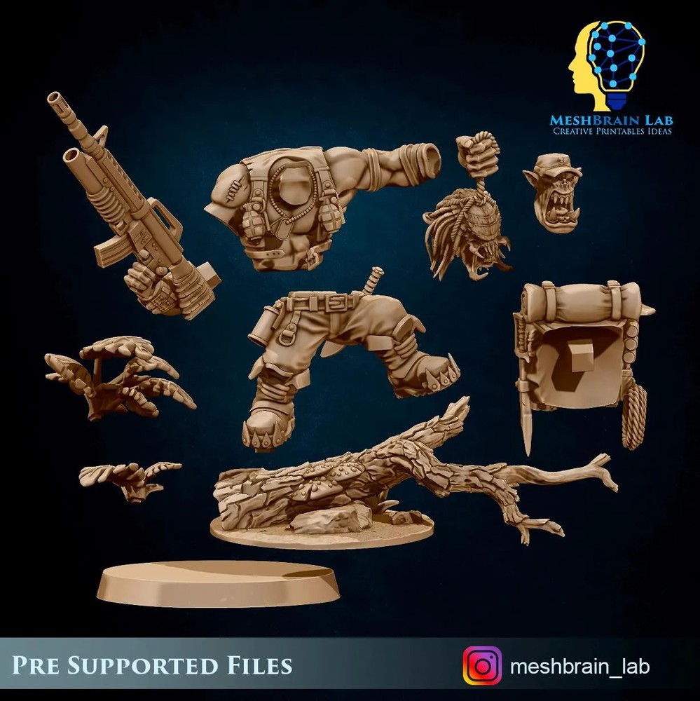 3D Printed Ork Commando Boss by Meshbrain Labs