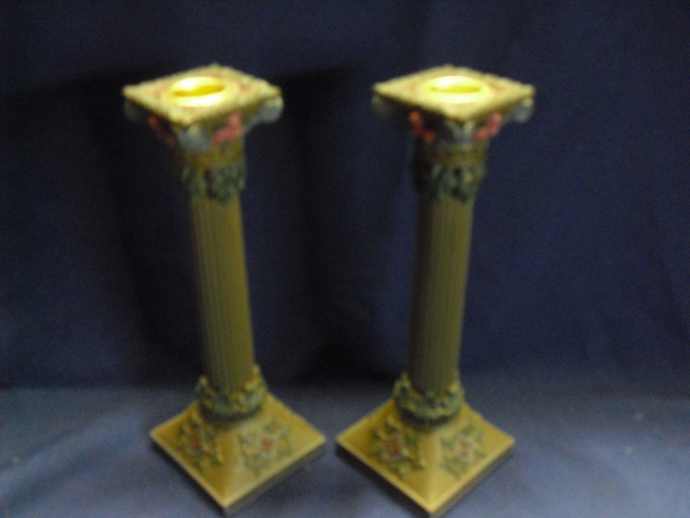 Two Handcrafter Plaster Candlesticks