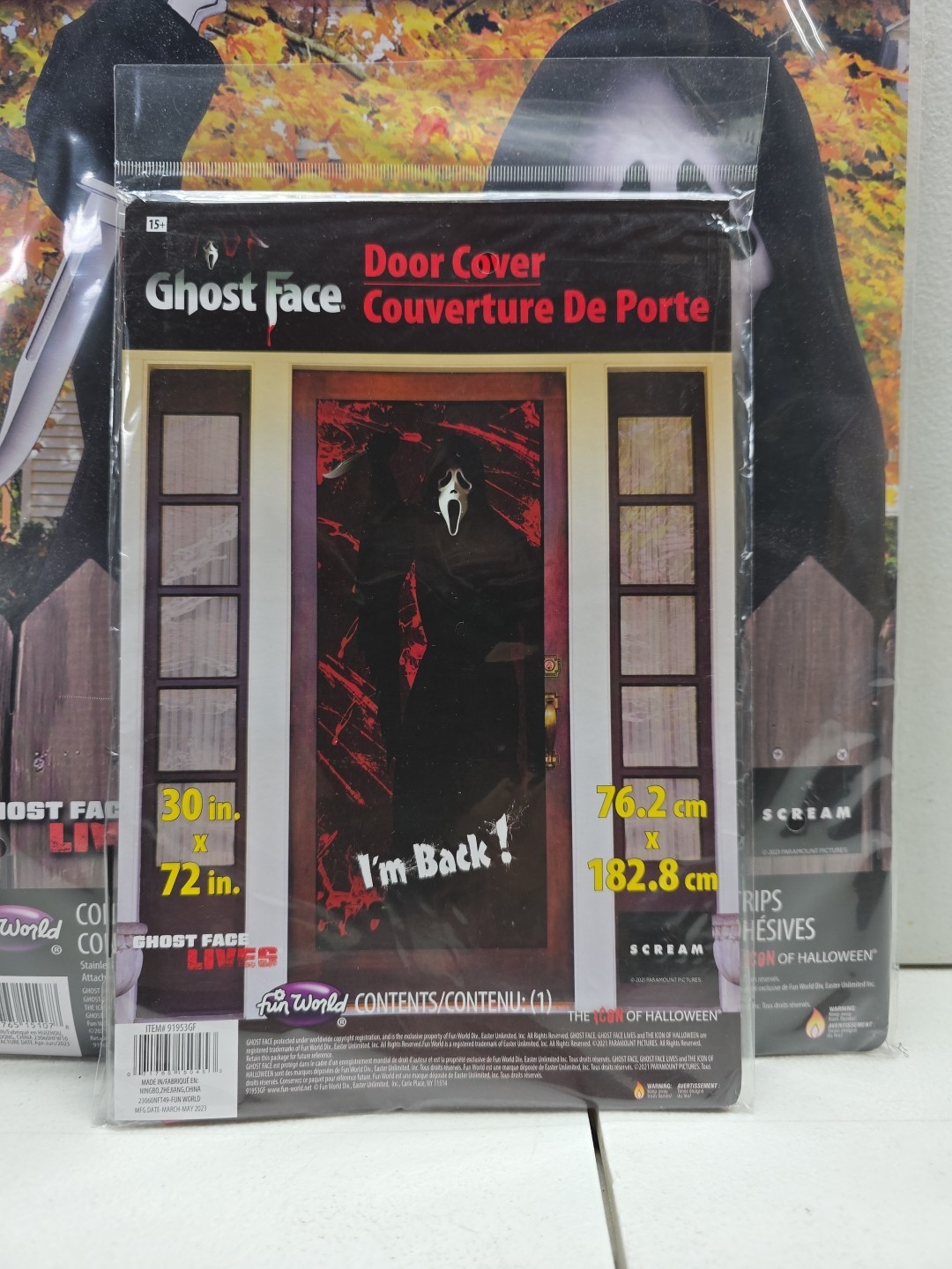 Fun World-Ghost Face Scream Fence Faces Prop! Factory Sealed W/Bonus Item New 5☆