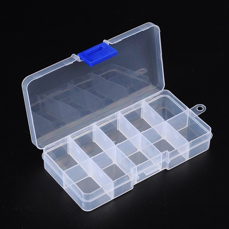 Clear Plastic Beads Display Storage Case Box Bead Container Adjustable Dividers