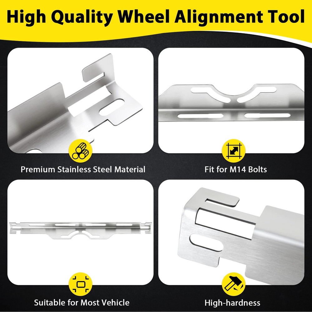 Wheel Alignment Tool, Heavy Duty Toe Alignment Tool Plates, 2PCS Stainless St...