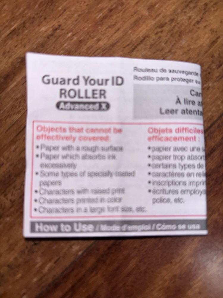 Guard Your ID Roller Advanced X Open Box New