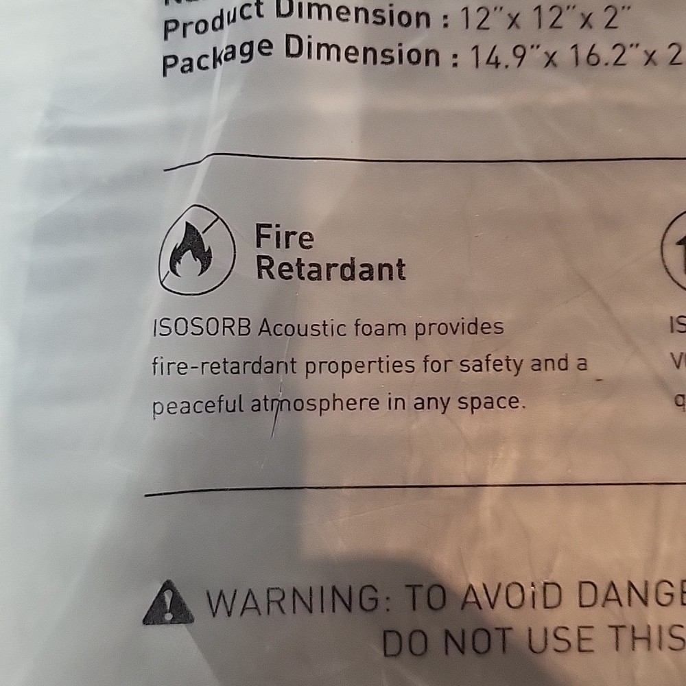 Isosorb Acoustic Panel Studio Sound Blocking 24 Pack 12"X12"X2" (10 available)