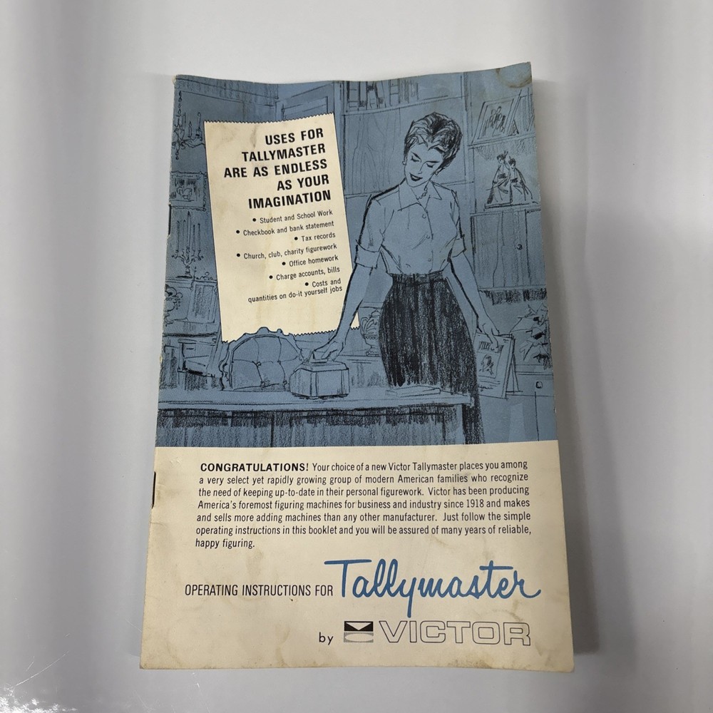 Victor Tallymaster 37-57-50 Adding Machine Owner’s Manual