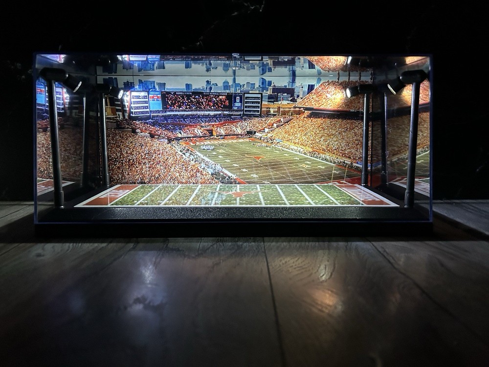 Texas Longhorns Custom 2 Mini Helmet display case with LED lights -