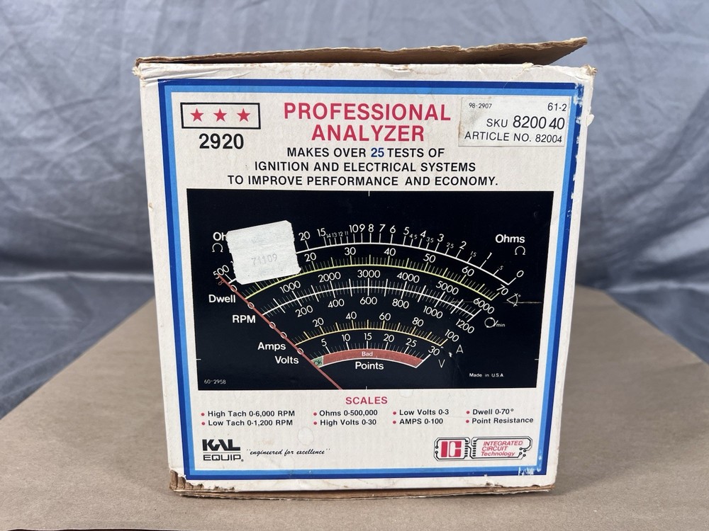 KAL Equip 2920 Pro Engine Analyzer for 12 Volt Neg. Ground Conven. Ignition
